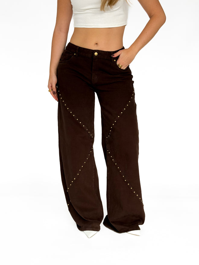 Stretch - Fien extra wide jeans brown