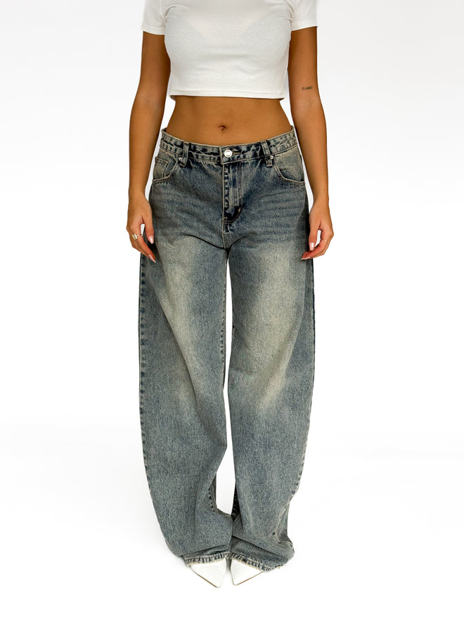 Olivia balloon jeans washed denim
