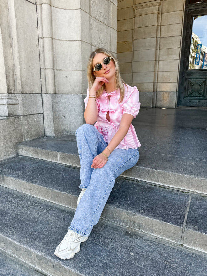 Myrthe blouse pink-white