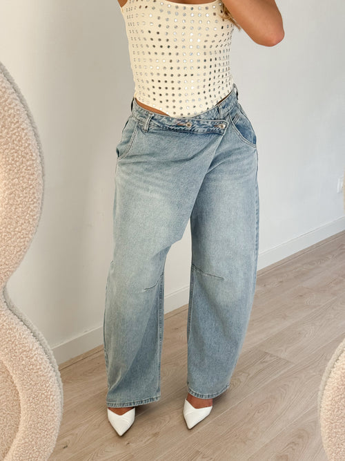 Stretch - Mina balloon jeans washed denim