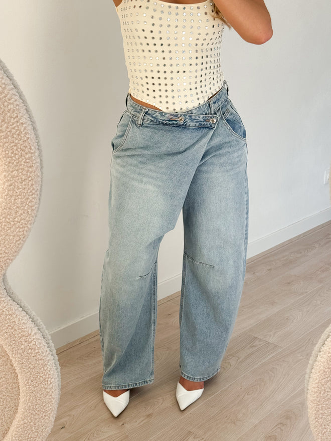 Stretch - Mina balloon jeans washed denim