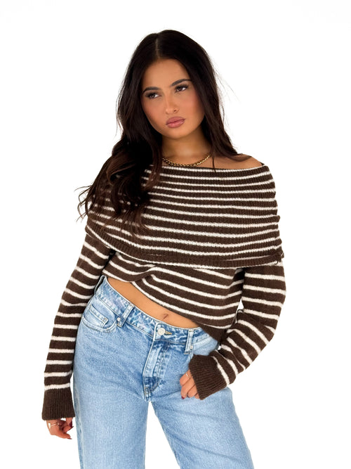 Yuna knit brown-white