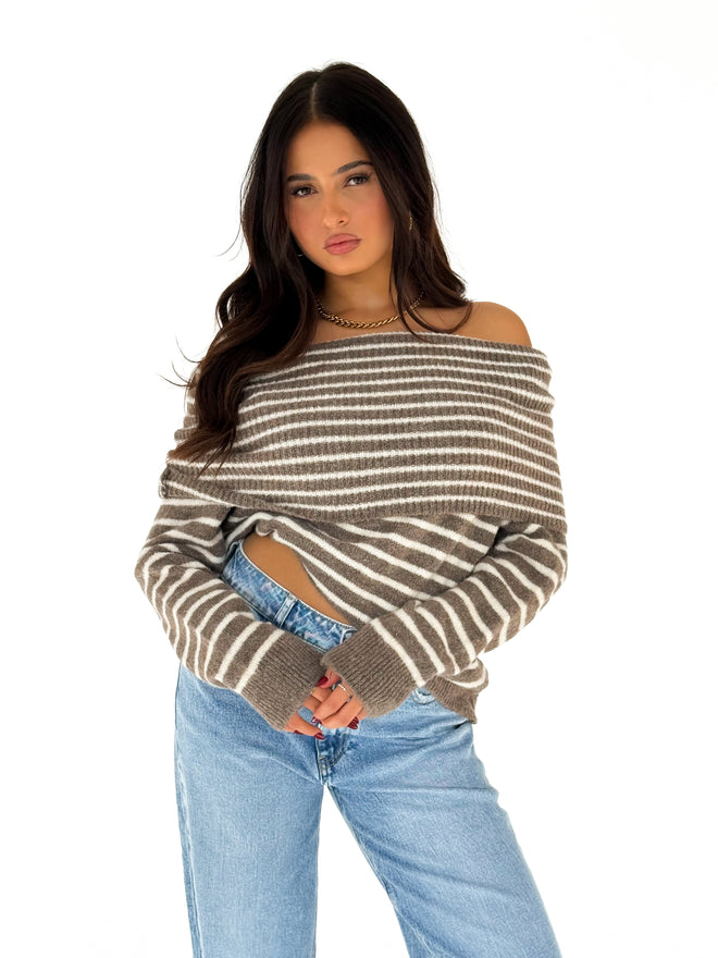 Yuna knit taupe-white