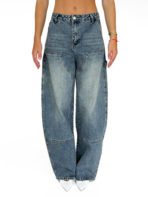 Jade balloon jeans washed denim