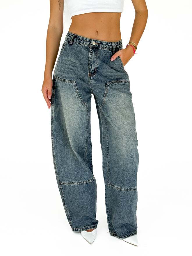Jade balloon jeans washed denim