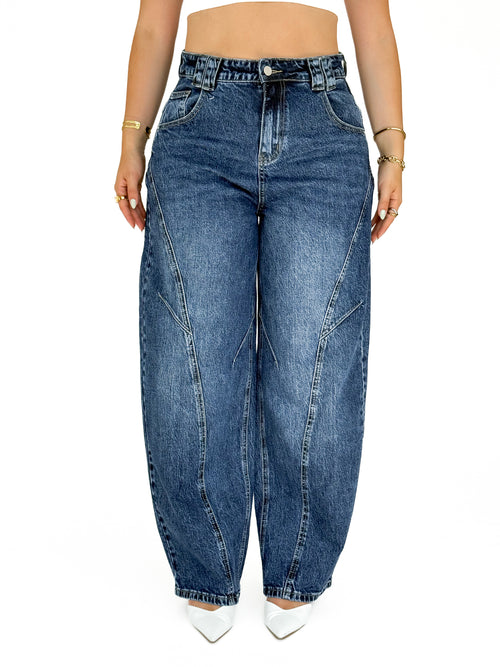 Stretch - Gia balloon jeans dark denim