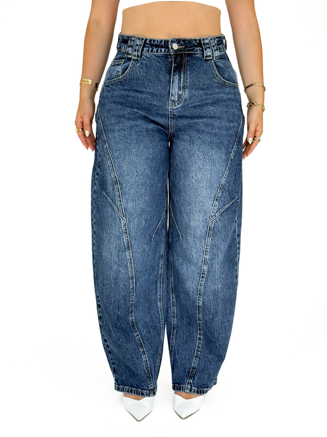 Stretch - Gia balloon jeans dark denim