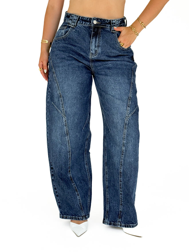 Stretch - Gia balloon jeans dark denim