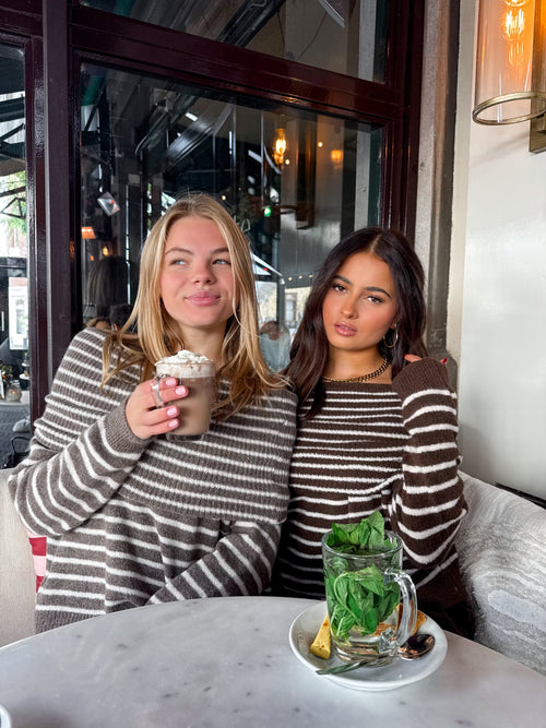 Yuna knit taupe-white