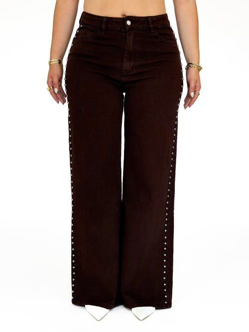 Pre-order Stretch - Rosa wide jeans brown