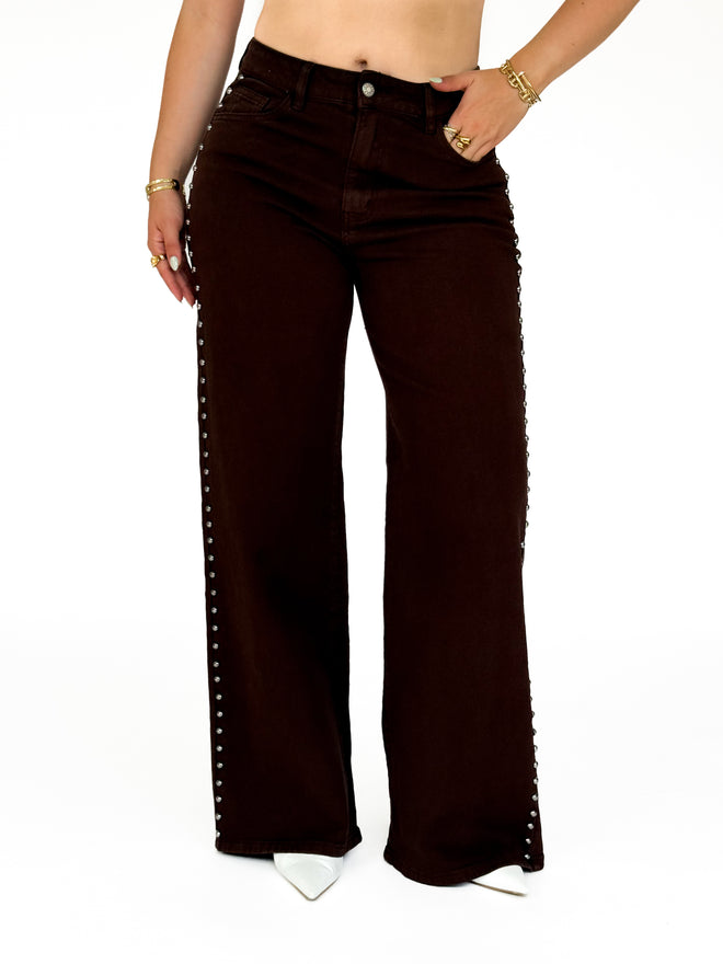 Pre-order Stretch - Rosa wide jeans brown