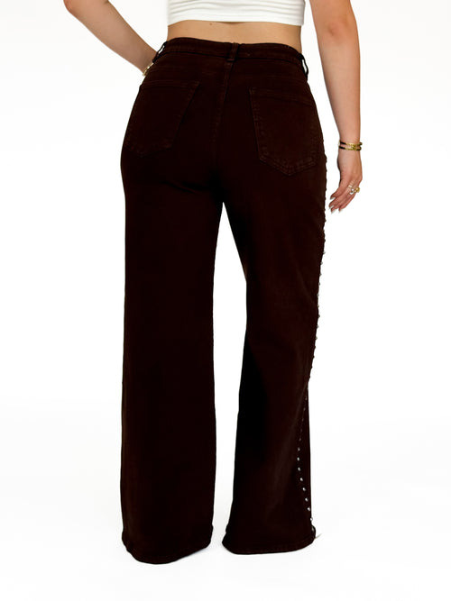 Pre-order Stretch - Rosa wide jeans brown