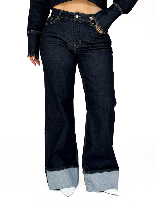 Stretch - Olivia wide jeans navy blue