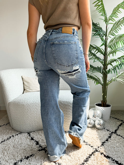 Stretch - Manouk wide jeans mid denim