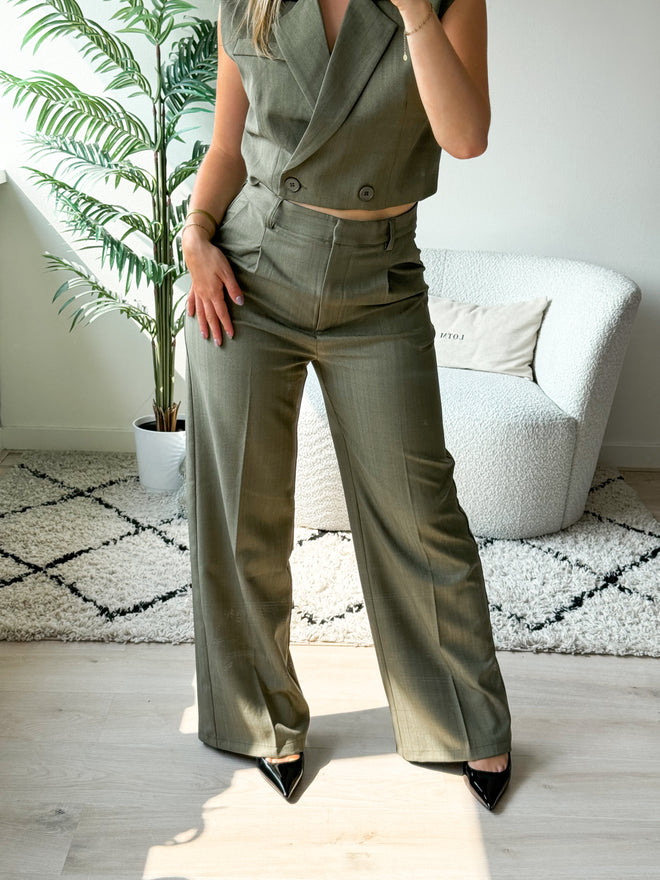 Katie wide pantalon army green