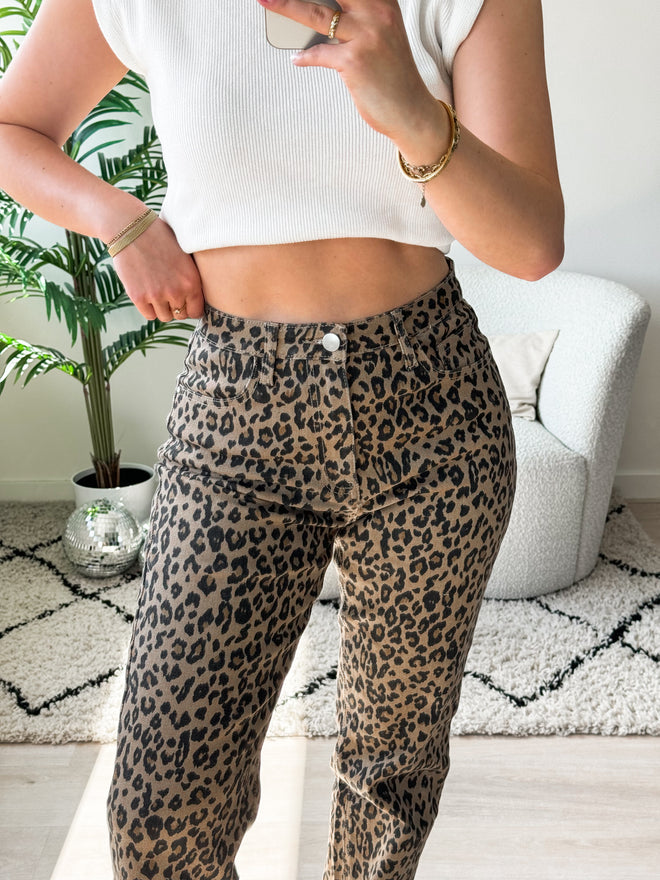 PRE-ORDER Stretch - Anouk straight jeans leopard