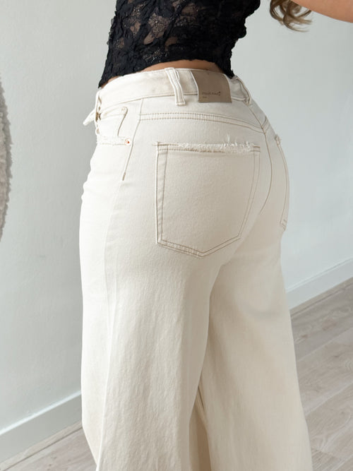 PRE-ORDER Stretch - Lotte extra wide jeans crème