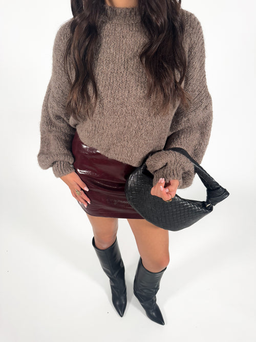 Nora leather look skort bordeaux