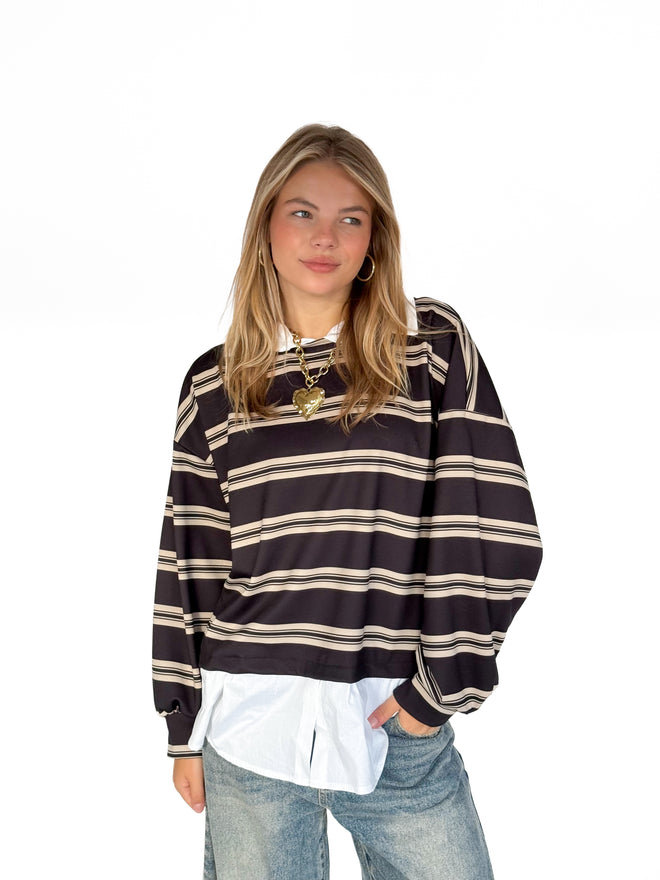 Serena polo black-beige