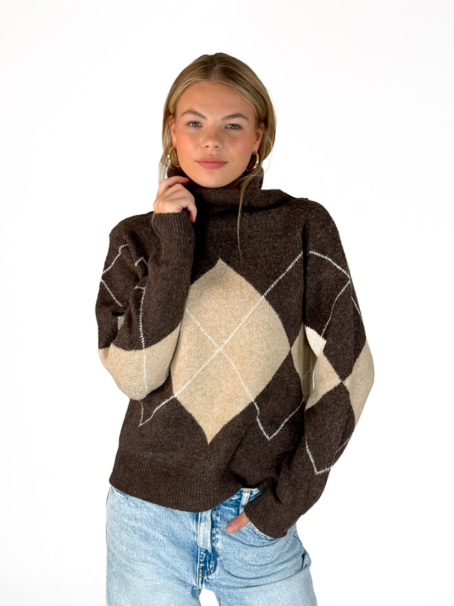 Cato knit brown-creme