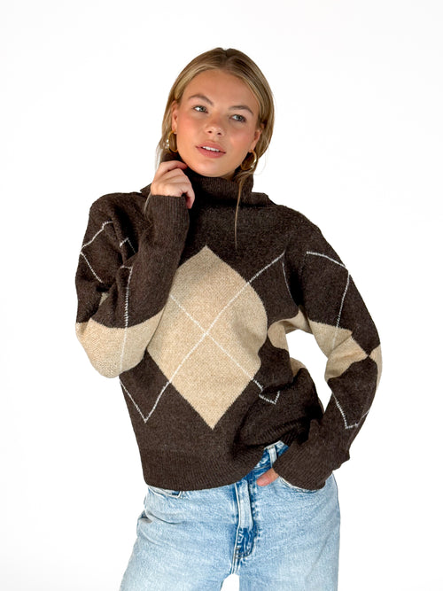 Cato knit brown-creme