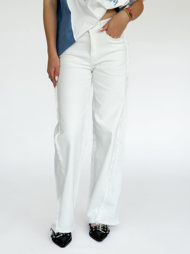 Stretch - Noor wide jeans white