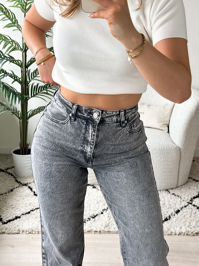 Stretch - Ayla wide jeans mid grey