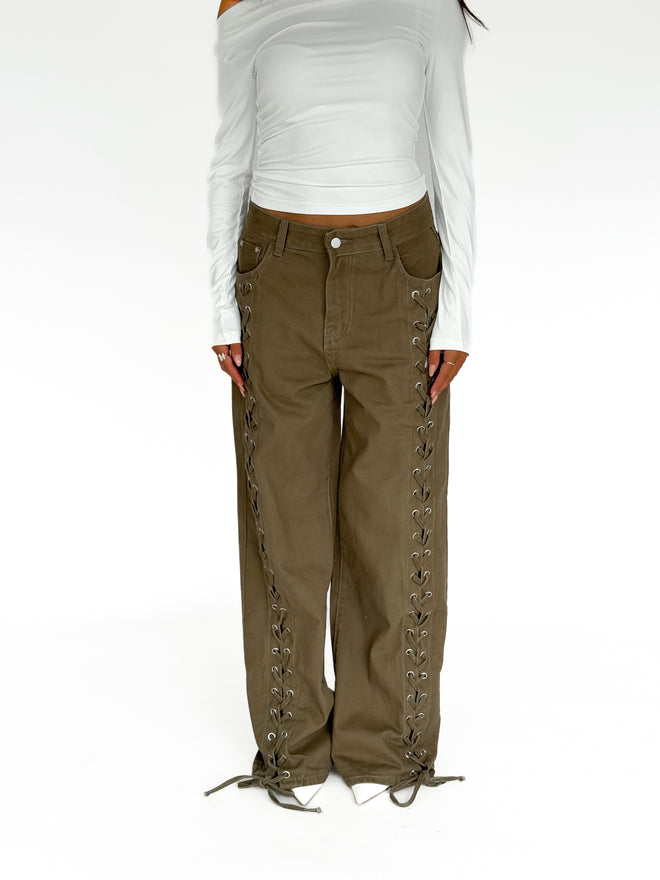 Pre-order Gaya extra wide jeans army green