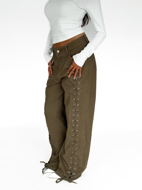 Pre-order Gaya extra wide jeans army green