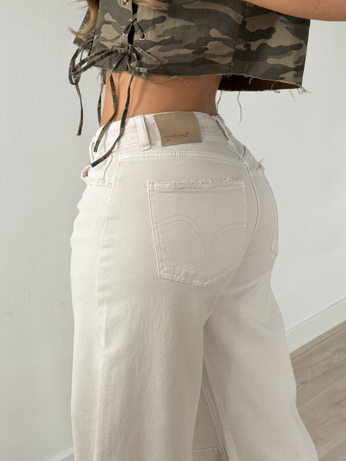 Stretch - Mimi balloon jeans crème