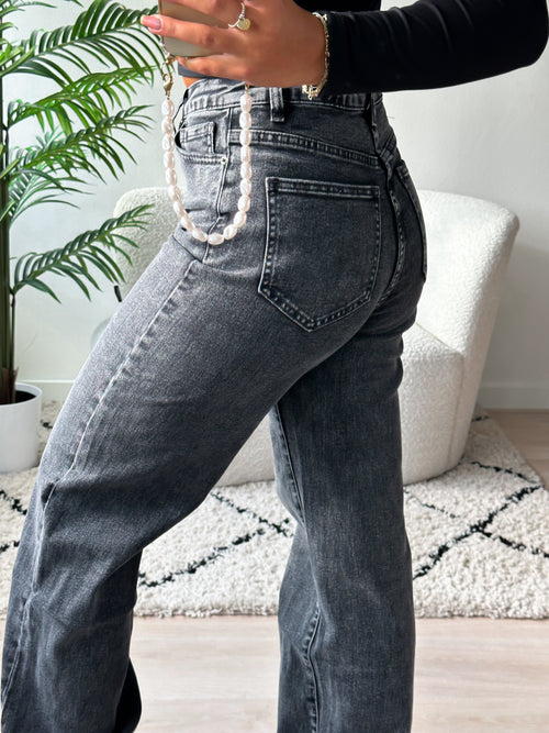 Stretch - Laura wide jeans dark grey