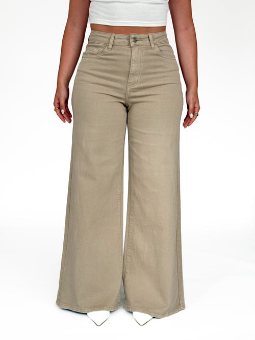 Stretch - Robin extra wide jeans taupe