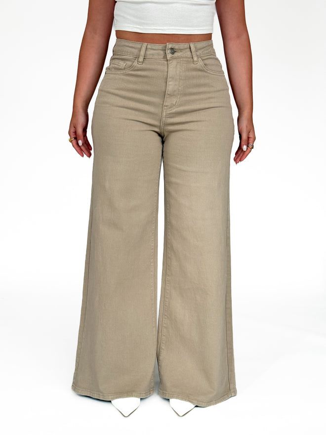 Stretch - Robin extra wide jeans taupe