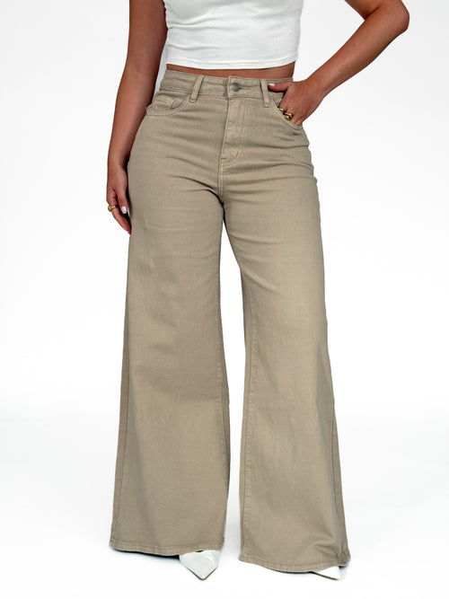 Stretch - Robin extra wide jeans taupe