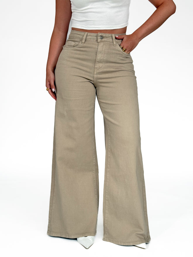 Stretch - Robin extra wide jeans taupe