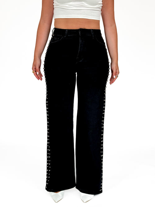 Stretch - Lotte wide jeans black