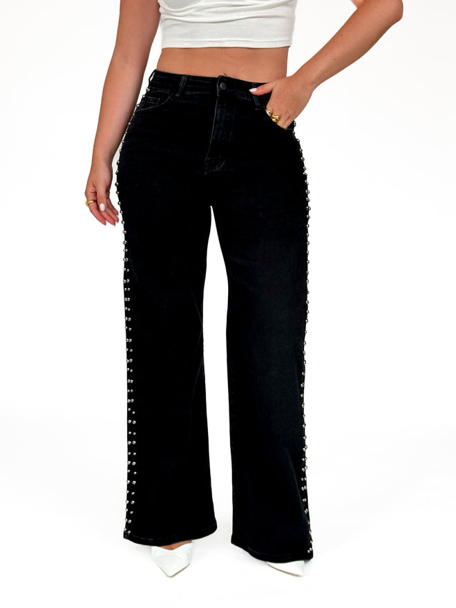 Stretch - Lotte wide jeans black