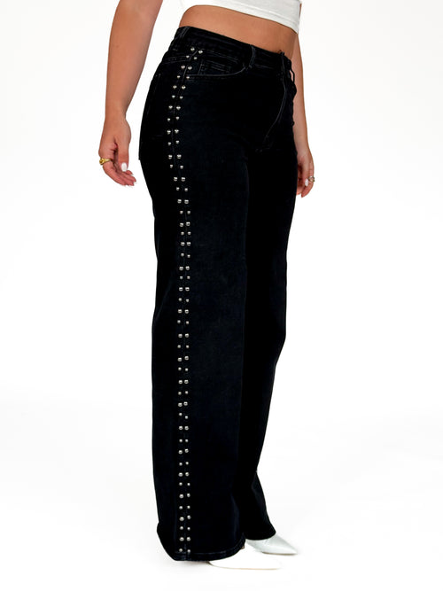 Stretch - Lotte wide jeans black