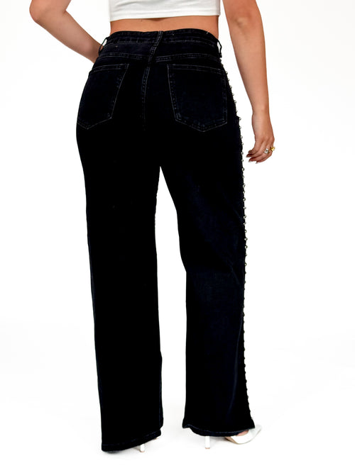 Stretch - Lotte wide jeans black