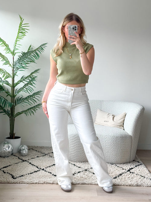 Stretch - Ayla wide jeans off-white