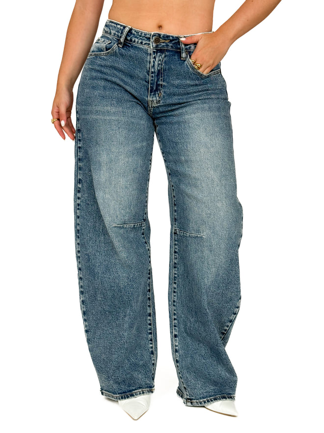 Stretch - Mimi balloon jeans mid denim