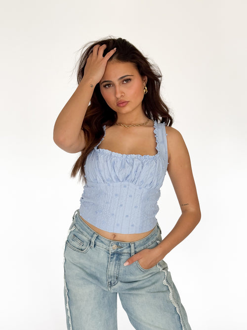 Fleur top sky blue