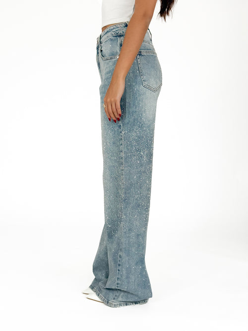 Stretch - Larissa wide jeans washed denim