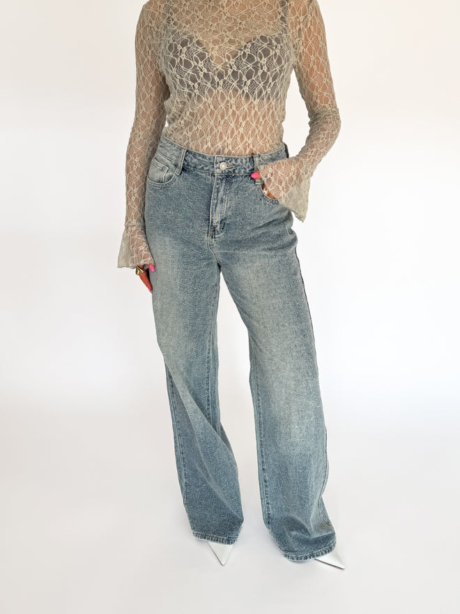 Linda wide jeans washed denim