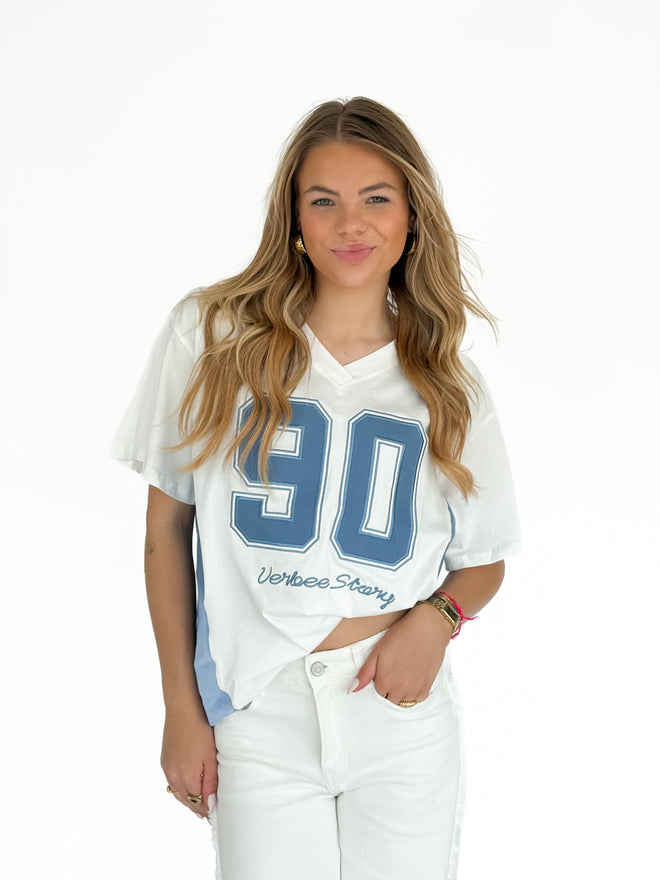 Feline jersey white-denim blue