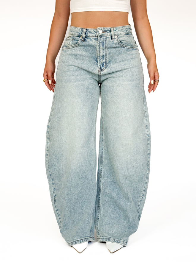 Stretch - Lizzy balloon jeans washed denim
