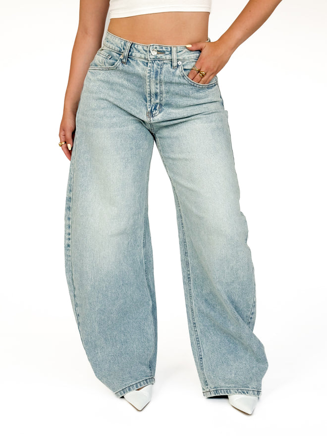 Stretch - Lizzy balloon jeans washed denim