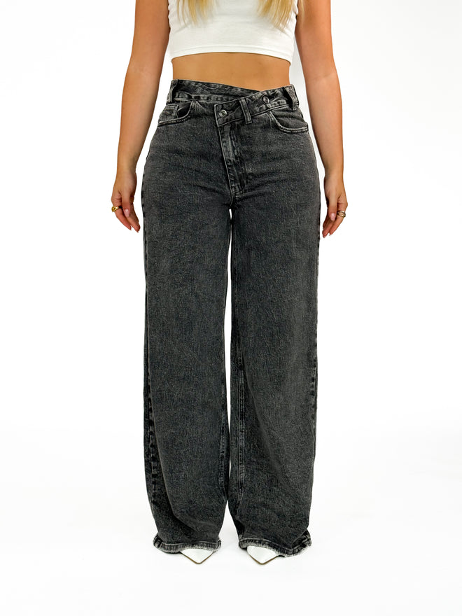 Stretch - Kaylee wide jeans dark grey