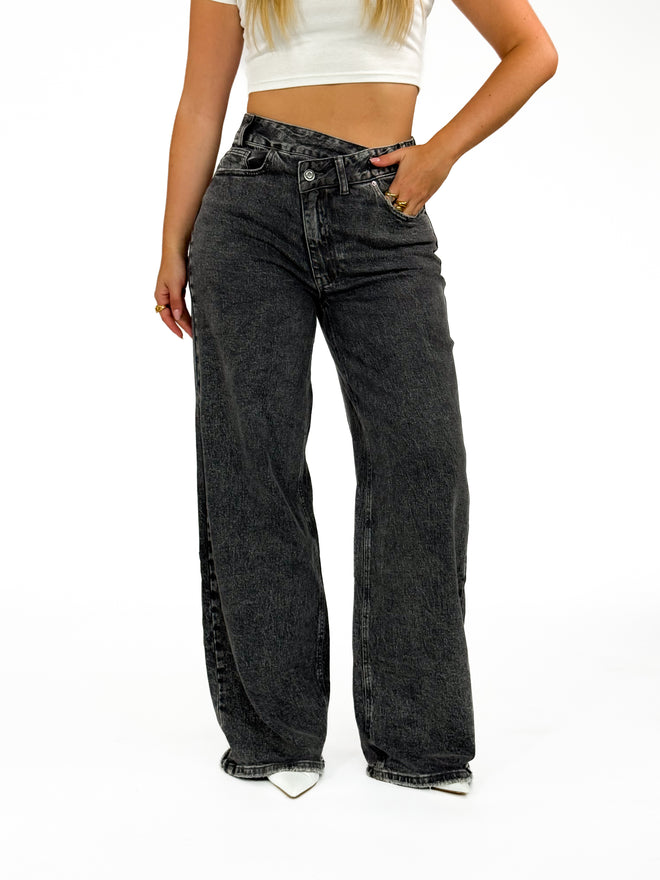 Stretch - Kaylee wide jeans dark grey