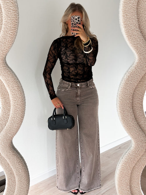 Stretch - Melanie wide jeans taupe